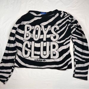 adidas Jumper Sweater Womens Sz M black White crew neck zebra Boys Club L030125